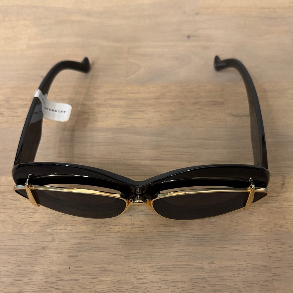 Anthropologie Black and Gold Cat-Eye Sunglasses - Picture 6 of 8